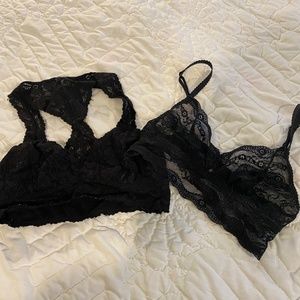 Set of two black lace bralettes